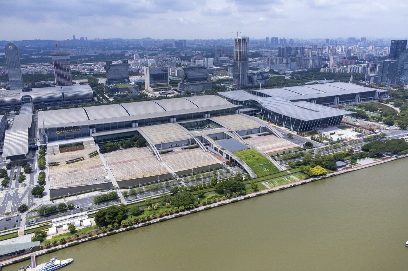 Aerial view of zones A and D of the Canton Fair Complex, Guangzhou